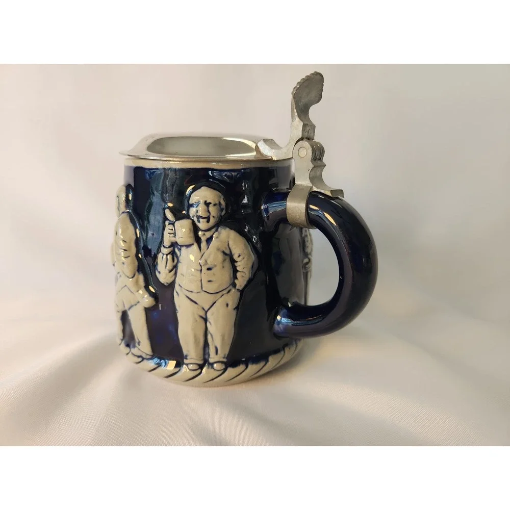 VTG 1930s Marzi Remy German Beer Stein 2789 Bowling Kegel Gut Holz Pewter Lid